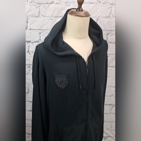 Polo Ralph Lauren Full Zip Sweater All Black Big Pony Flag Hoodie 2XL XXL 3XL - Picture 11 of 16